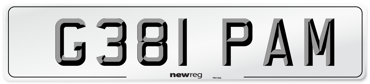 G381 PAM Number Plate from New Reg